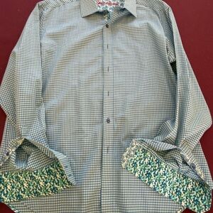 Robert Graham Blue and Green Checkered Shirt